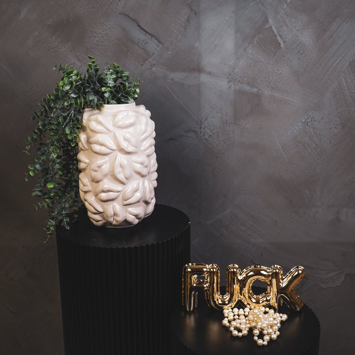 Vase - Kisses - Keramik - Beige - 17x17x27cm