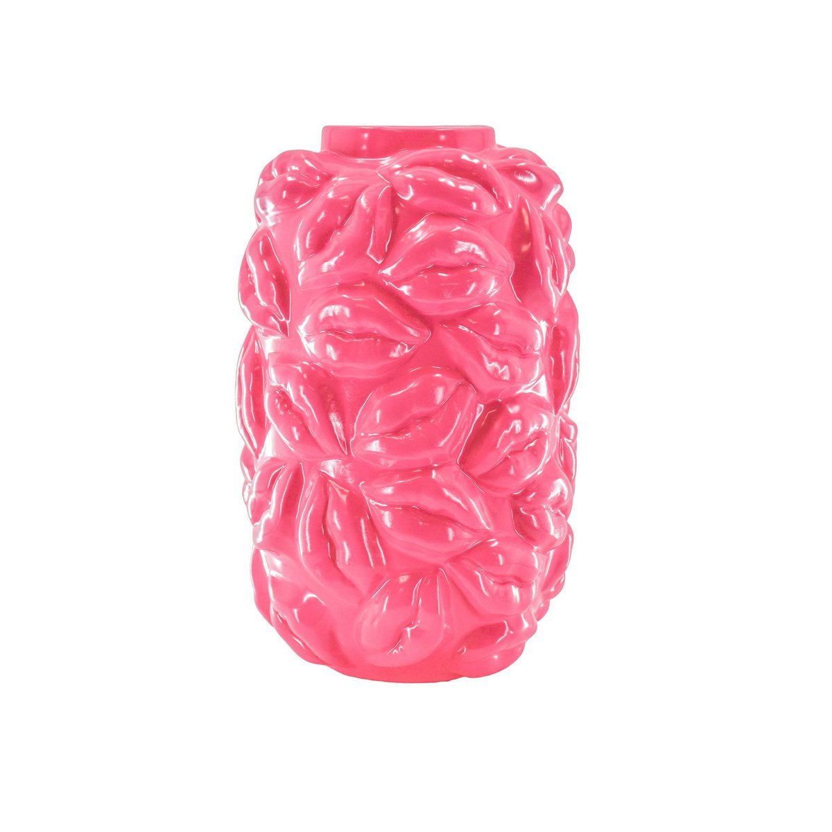 Vase - Kisses - Keramik - Neonrosa - 17x17x27cm