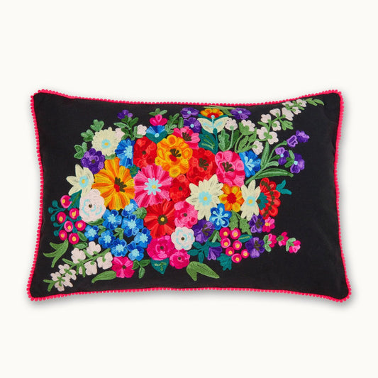 Kissen mit Füllung Schwarze Blumen