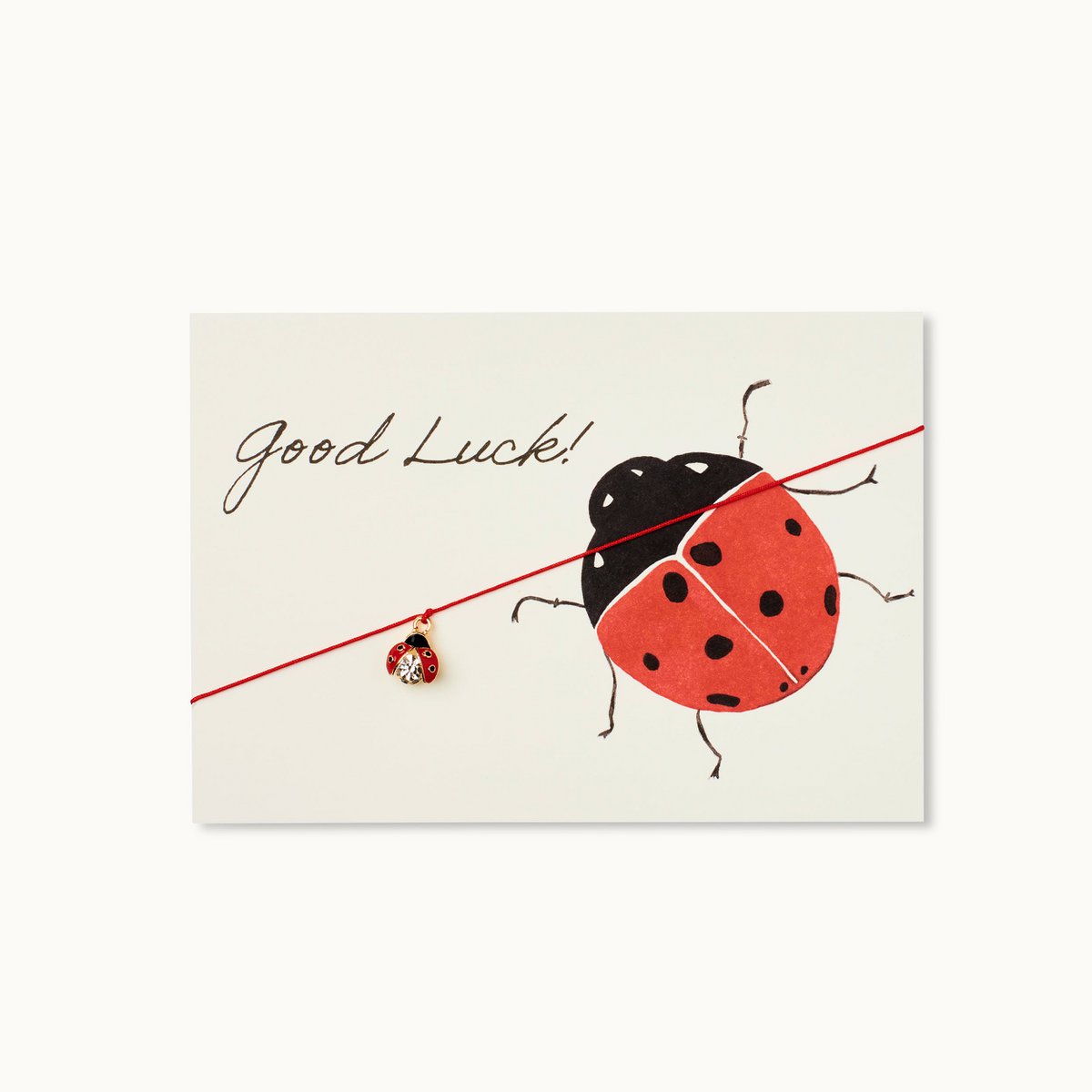 Armband-Karte: Good Luck - Marienkäfer!