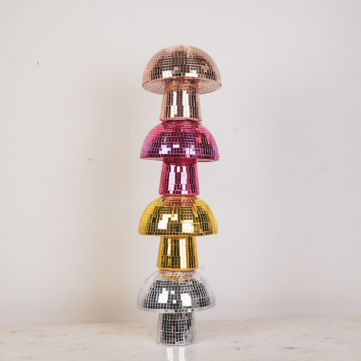 Ornament - Disco -Mustern - Glas - Rosa 14x14x14cm