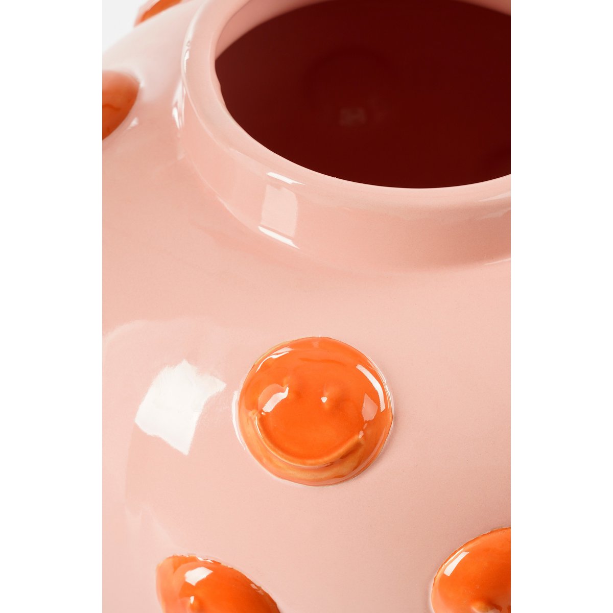 Smiley Vase - H33 x Ø30 cm - Keramik - Hellrosa, Orange