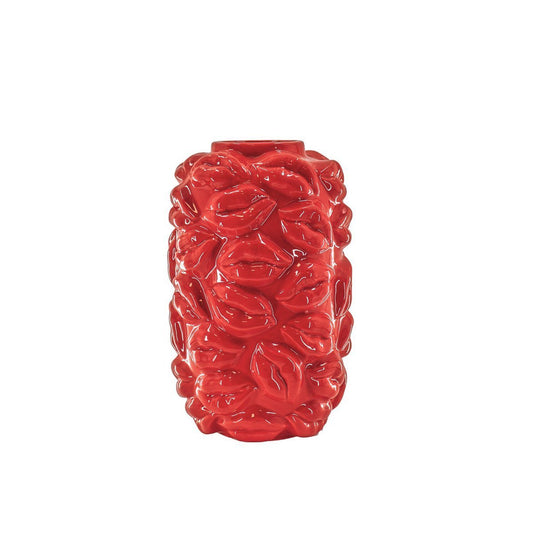 Vase - Kisses - Keramik - Rot - 17x17x27cm