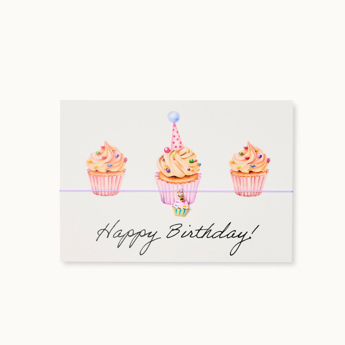 Armband-Karte: Happy Birthday Cupcake
