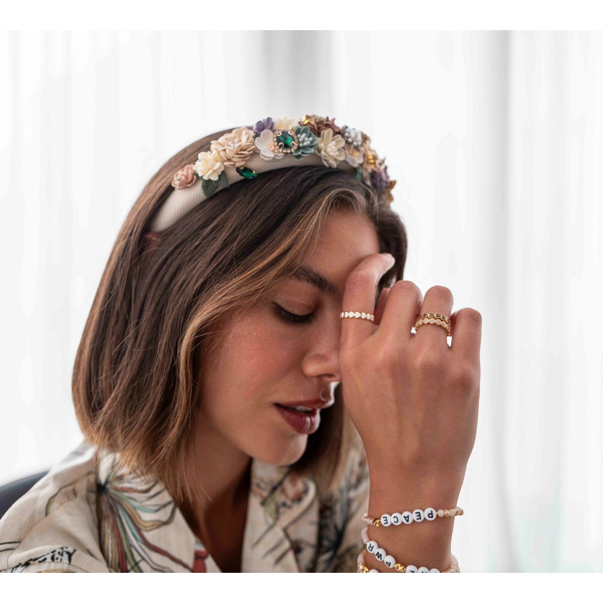 Haarreif Blumen pfirsich