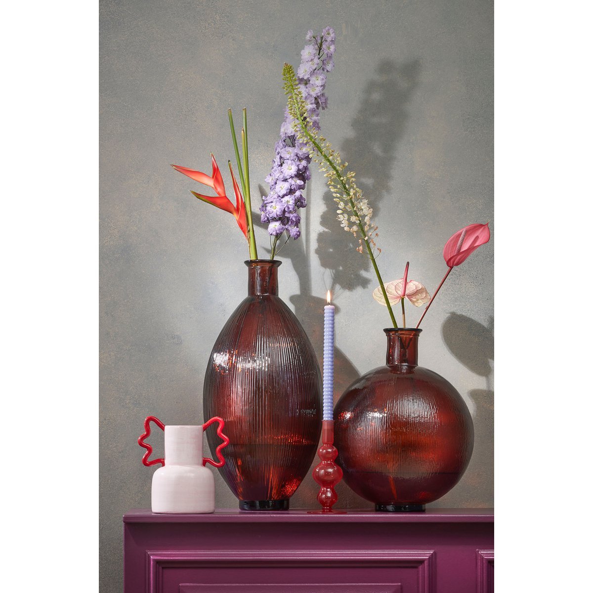 Firenza Flaschenvase – H59 x Ø29 cm – Recyceltes Glas – Dunkelbraun