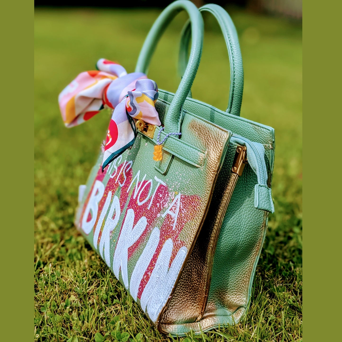 Unique Tote Bag Hand-painted - "This is not a Birkin" Women Shopper Bag Laptop Tote Bag