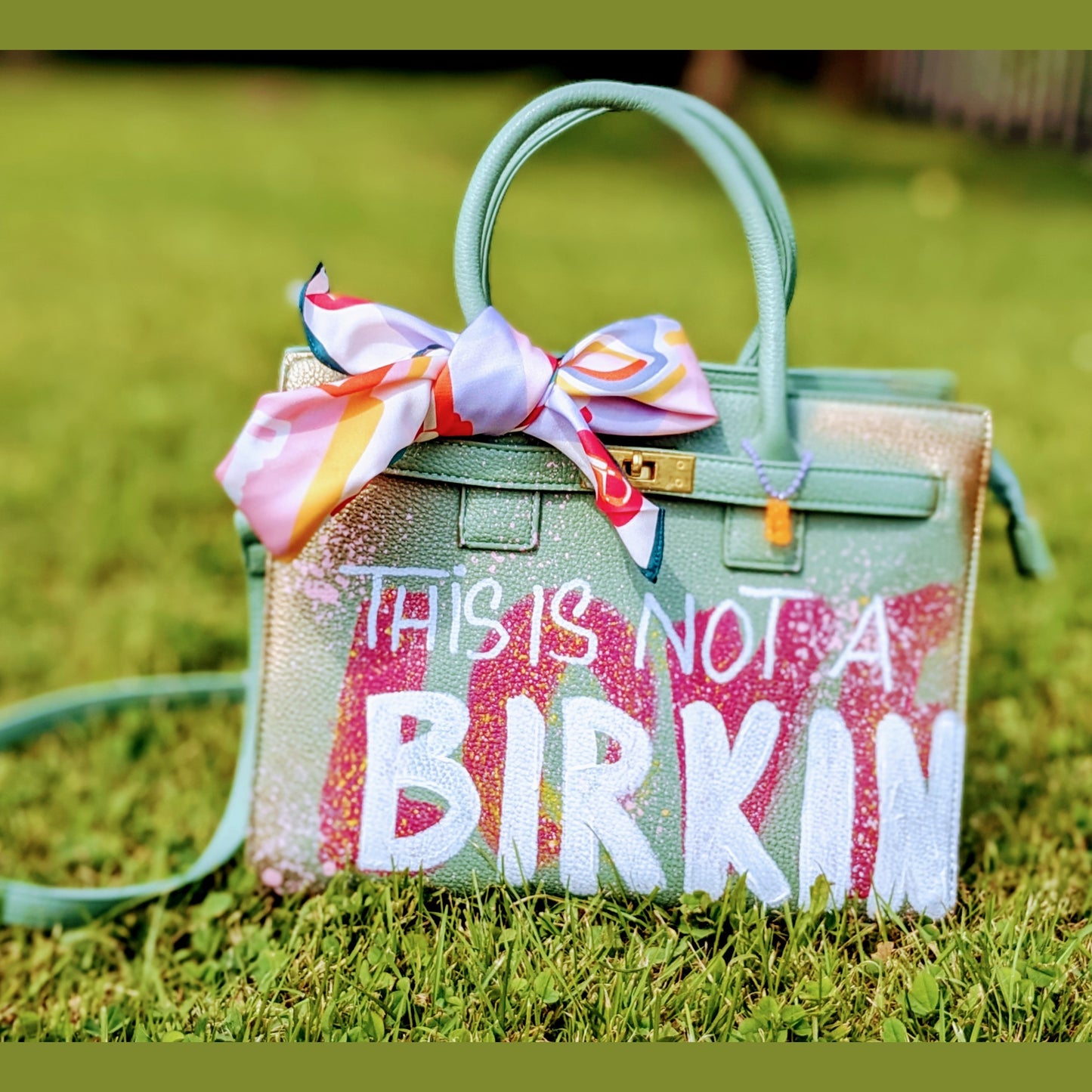 Unique Tote Bag Hand-painted - "This is not a Birkin" Women Shopper Bag Laptop Tote Bag