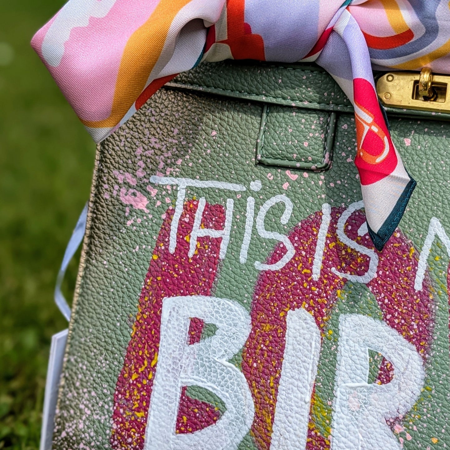 Unique Tote Bag Hand-painted - "This is not a Birkin" Women Shopper Bag Laptop Tote Bag