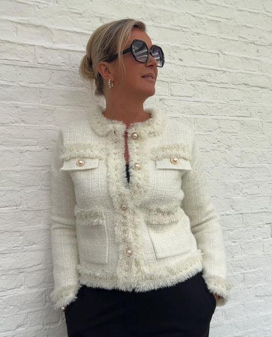 Coco Style Strickjacke Damen – Bouclé Look