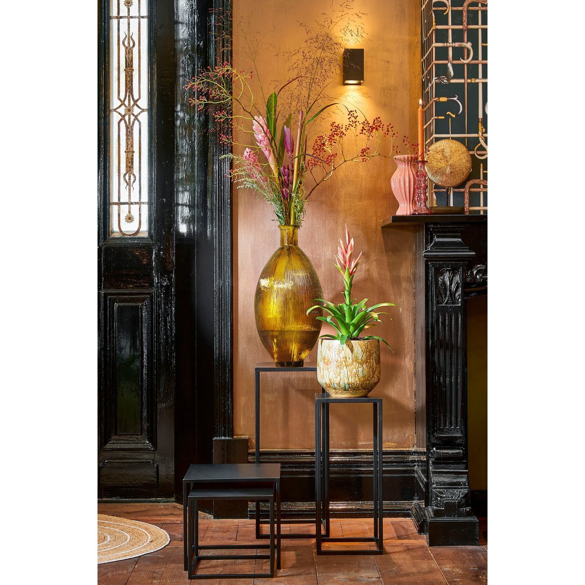 Firenza Flaschenvase – H59 x Ø29 cm – recyceltes Glas – Ocker