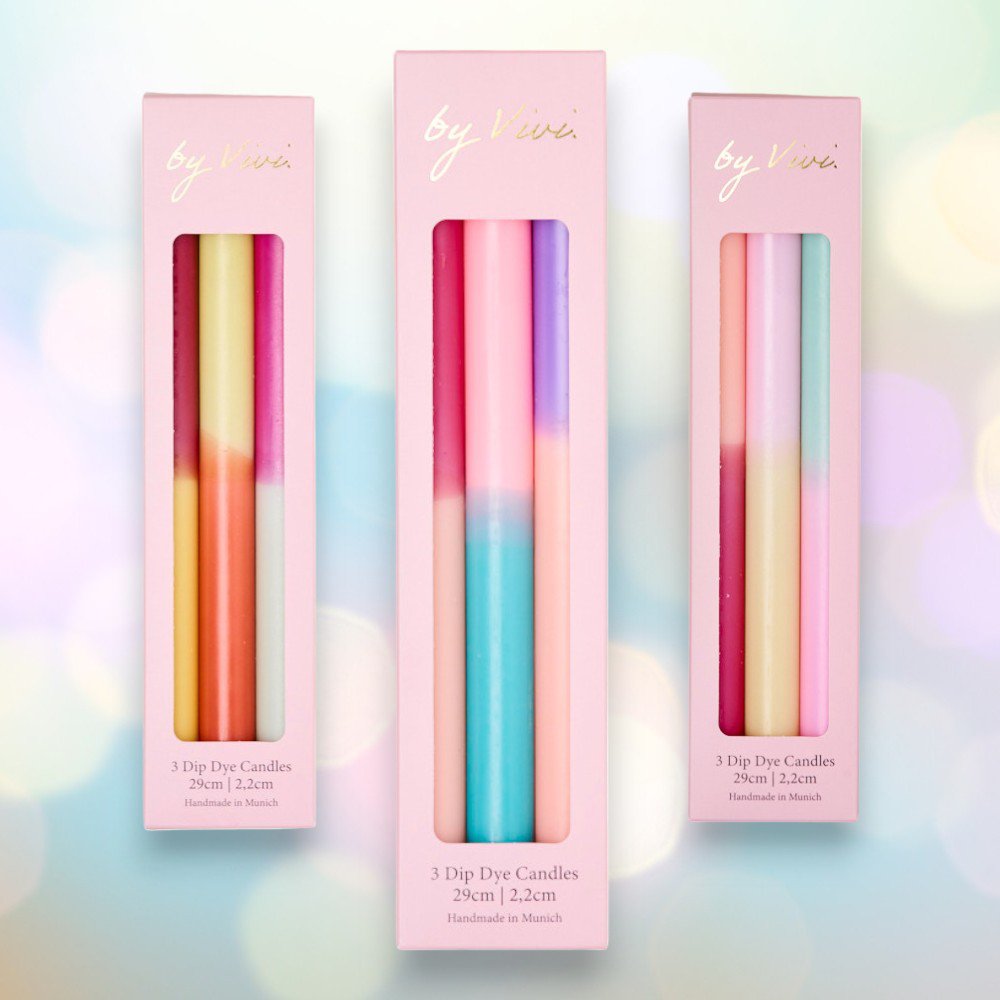 Dip Dye Kerzen Set: Tall Rapsberry Edition