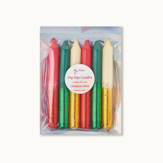 Dip Dye Kerze Set: Glitter Christmas Edition