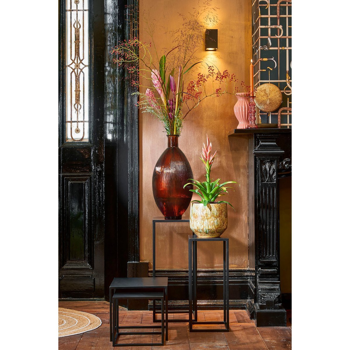 Firenza Flaschenvase – H59 x Ø29 cm – Recyceltes Glas – Dunkelbraun
